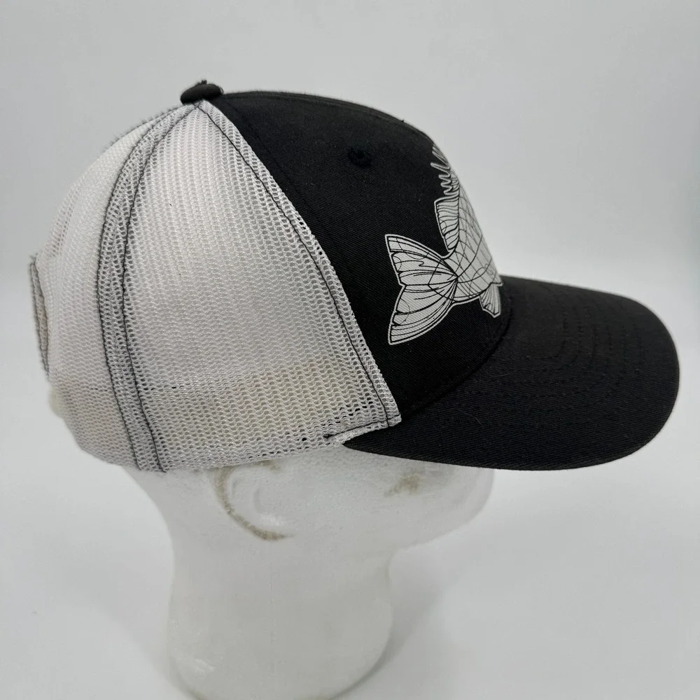 Simms Fishing Products Trucker Hat Mens OSFA Black White Bass Fish Snapback - Picture 4 of 9